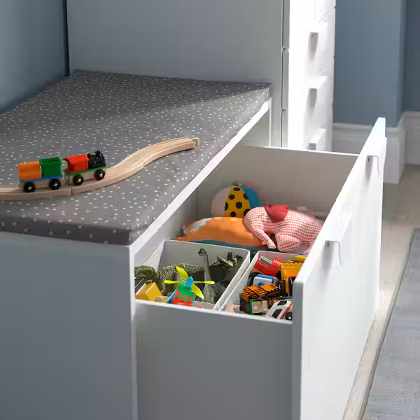 SMÅSTAD Скамья с отделением для игрушек - белый/белый 90x52x48 см - фото 6