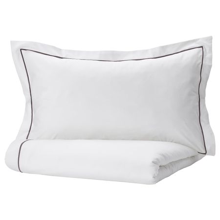 Пододеяльник и 2 наволочки, белый, темно-серый 200x200/50x70 см IKEA SILVERTISTEL СИЛВЕРТИСТЕЛЬ 804.929.56