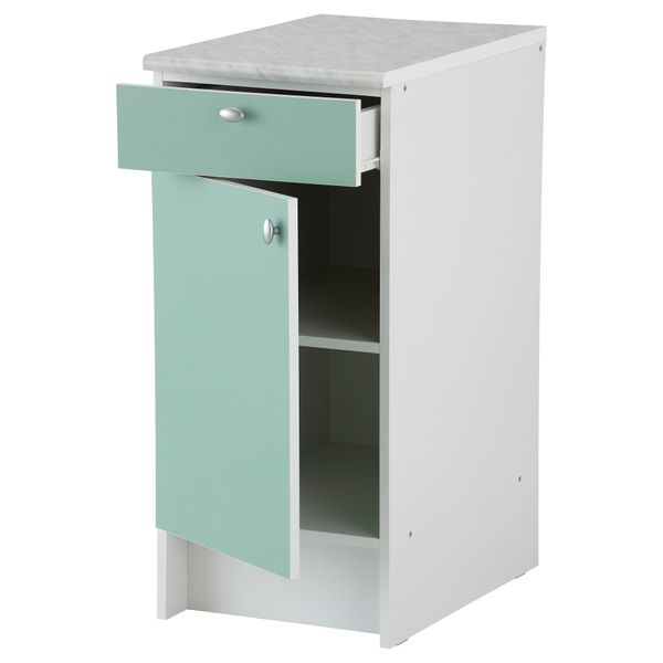 Напольный шкаф с дверью и ящиком АЛЬБРУ, светло-зеленый (40x89 см) - схема-чертеж с размерами