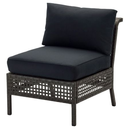 Садовое легкое кресло КУНГСХОЛЬМЕН, черно-коричневый, Кунгсэ черный (62x80x73 см)