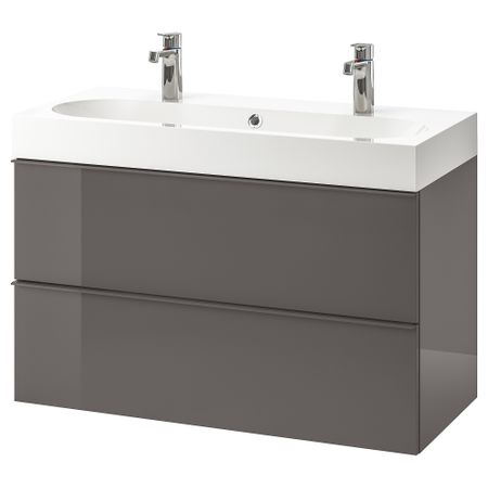 Шкаф для раковины с 2 ящиками, 100x48x68 cm IKEA BRÅVIKEN БРОВИКЕН, GODMORGON ГОДМОРГОН 492.924.79