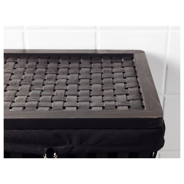 Корзина для белья с подкладкой КНАРРА, черный, коричневый - фото 2