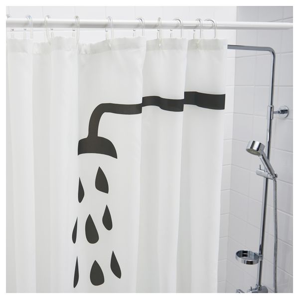 Штора для ванной ТВИНГЕН, белый, черный (180x200 см) - фото 2