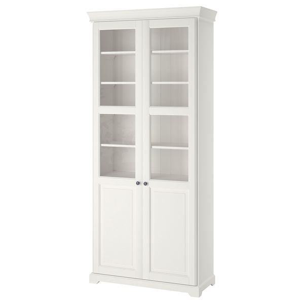 Шкаф книжный со стеклянными дверьми, 96x214 см, белый IKEA LIATORP ЛИАТОРП 190.287.54 - фото 2