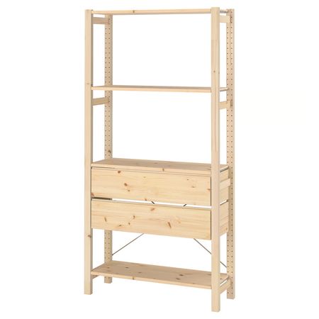 IVAR 1 секция/полки/ящики - сосна 89x30x179 см