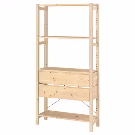 IVAR 1 секция/полки/ящики - сосна 89x30x179 см