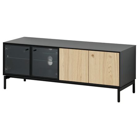 BOASTAD Тумба под ТВ - чёрный/дубовый шпон 121x42x45 см