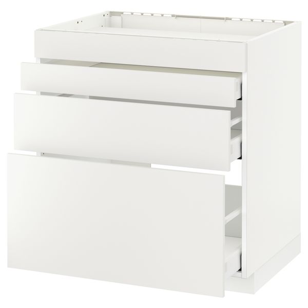 Напольный шкаф для духовки, 4фасада, 3 ящика МЕТОД / МАКСИМЕРА, белый, Хэггеби белый - схема-чертеж с размерами