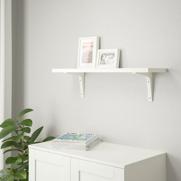 Полка навесная, белый, белый, 80x20 см IKEA БЕРГСХУЛЬТ / ЭКБИ СТЁДИС 692.906.48 - схема-чертеж с размерами