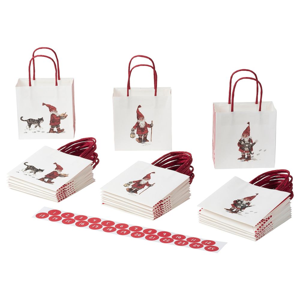 Подарочный пакет, орнамент «Санта Клаус» белый 10x10 см IKEA VINTER 2020 ВИНТЕР 2020 304.745.11 - фото 1