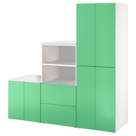 Комбинация для хранения, 180x57x181 см, белый, зеленый IKEA PLATSA ПЛАТСАA ПЛАТСА, SMÅSTAD СМОСТАД 794.876.30