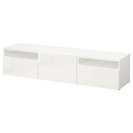 Тумба под ТВ, белый/Сельсвикен глянцевый, белый 180x42x39 см IKEA BESTÅ БЕСТО 493.285.91