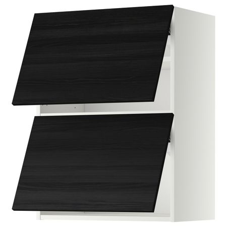 Навесной шкаф, 2 дверцы, горизонтал, белый, Тингсрид черный 60x80 см IKEA МЕТОД 392.244.38