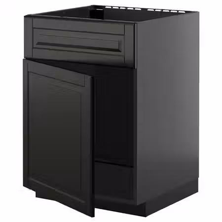 METOD Шкаф под мойку/дверь/фасад - черно-серый/Bodbyn чёрный 60x60 см