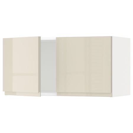 Навесной шкаф с 2 дверцами, белый/Воксторп глянцевый светло-бежевый 80x40 см IKEA METOD МЕТОД 294.450.39