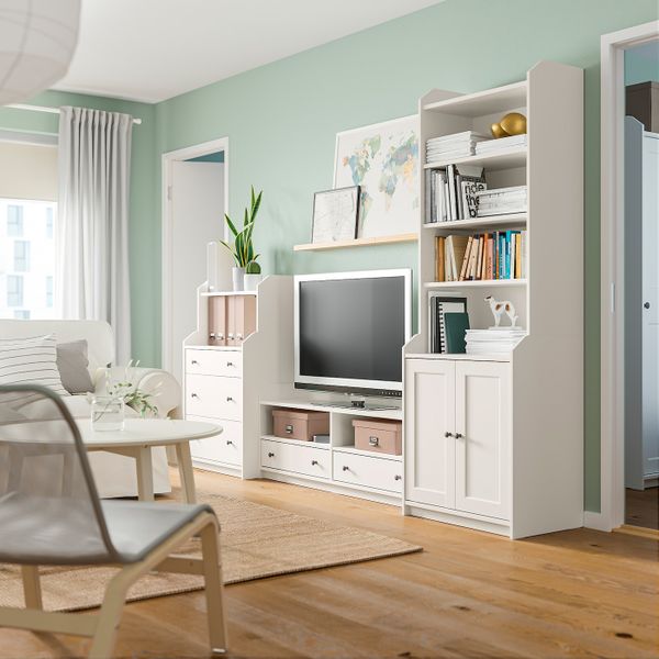 Комбинация для хранения/под ТВ, белый 277x46x199 см IKEA HAUGA ХАУГА 593.887.25 - фото 2