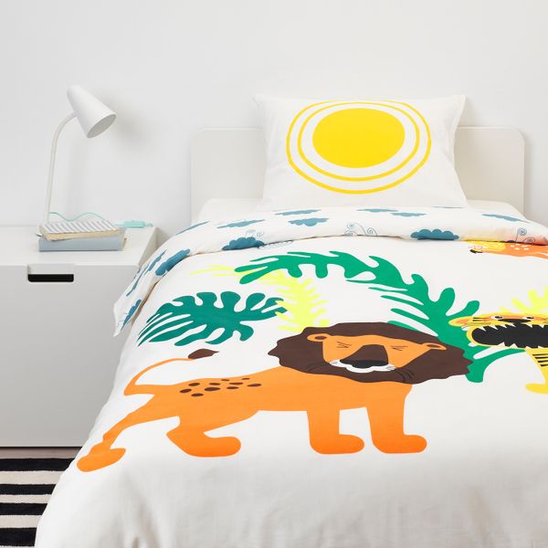 Пододеяльник и 1 наволочка, зверюшка/облако 150x200/50x70 см IKEA ДЬЮНГЕЛЬСКОГ 803.937.20 - фото 4