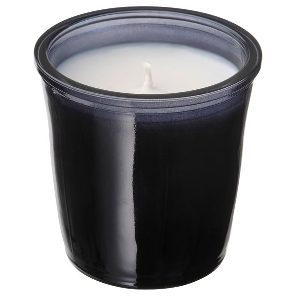 Ароматическая свеча в стакане, 20 ч, Черная роза и сандаловое дерево/серый IKEA LÖVTRÄD 505.271.51 - фото 1