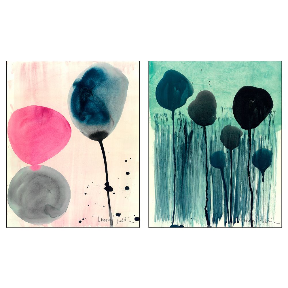 Набор постеров, 2 штуки ТВИЛЛИНГ, Акварельные цветы (40x50 см) - схема-чертеж с размерами