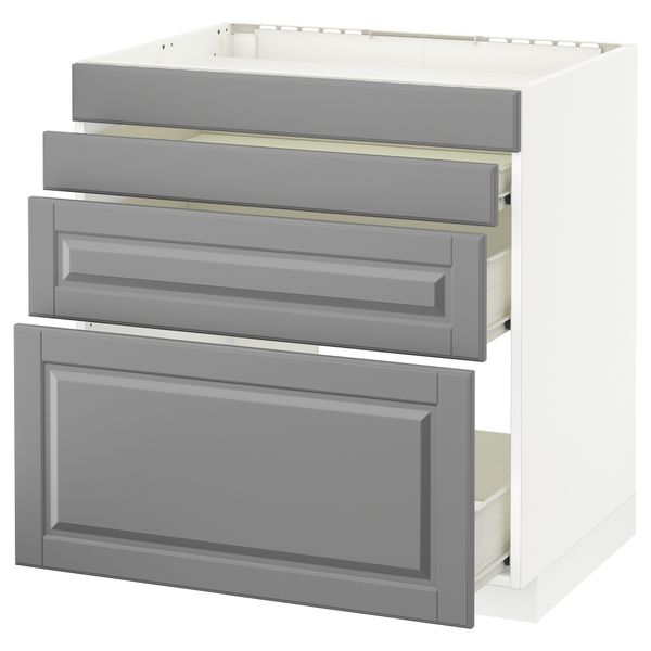 Напольный шкаф для духовки, 4фасада, 3 ящика МЕТОД / ФОРВАРА, белый, Будбин серый - схема-чертеж с размерами