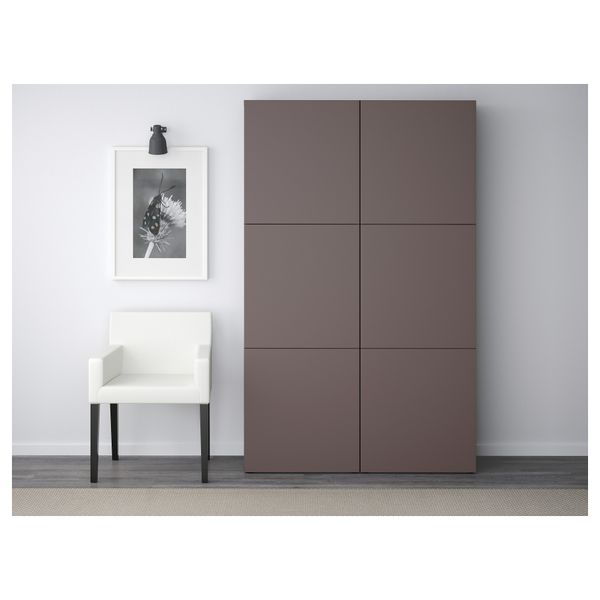 Комбинация для хранения с дверцами БЕСТО, черно-коричневый, Вальвикен темно-коричневый (120x40x192 см) - фото 2