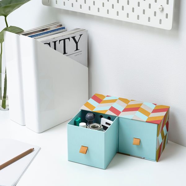 Мини-комод с 2 ящиками, голубой/разноцветный 26x12 см IKEA LANKMOJ ЛАНКМОЙ 004.680.31 - фото 2