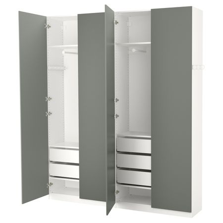 Гардероб, белый, Реинсволл серо-зеленый, 200x38x236 см IKEA ПАКС 792.266.09