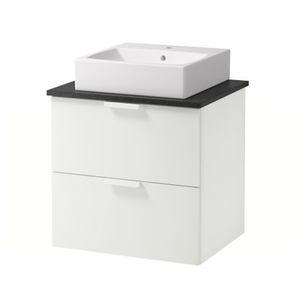 Шк п-раковину/столешн45x45/раковина ГОДМОРГОН/АЛДЕРН / ТОРНВИКЕН, белый, черный (62x49x72 см)