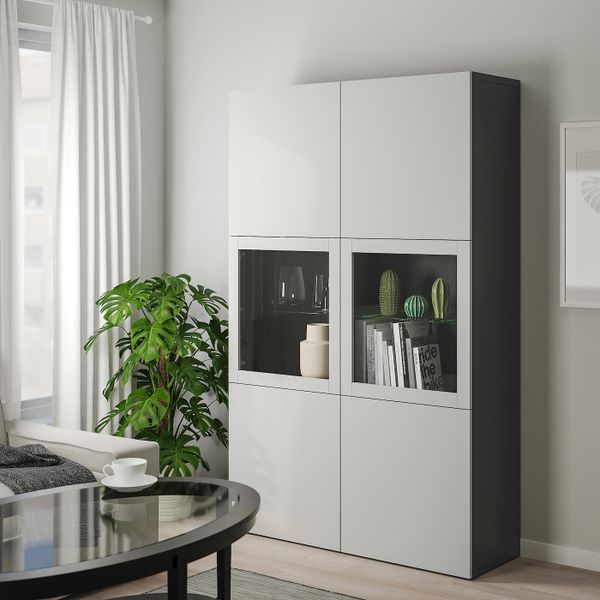 Комбинация для хранения + стеклянная дверц, черно-коричневый, Лаппвикен светло-серый прозрачное стекло 120x40x192 см IKEA БЕСТО - фото 2