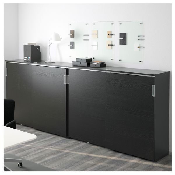 Комбинация для хранения с раздвижной дверцами ГАЛАНТ, черно-коричневый (320x120 см) - фото 2