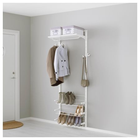 Настенная шина, полки, полка для обуви АЛЬГОТ, белый (76x41x199 см)