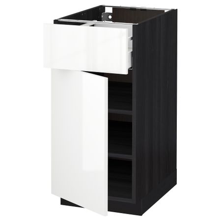 Напольный шкаф с ящиком, дверью МЕТОД / МАКСИМЕРА, черный, Рингульт белый