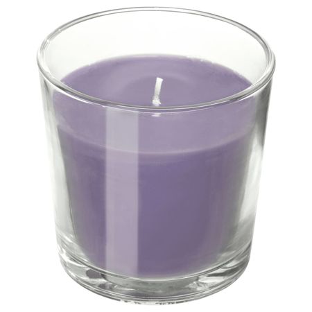 Ароматическая свеча в стакане, Ежевика, сиреневый, 7.5 см IKEA СИНЛИГ 303.500.73