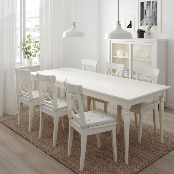 Стол и 6 стульев, белый/белый 155/215 см IKEA INGATORP ИНГАТОРП / INGOLF ИНГОЛЬФ 692.968.86 - фото 2