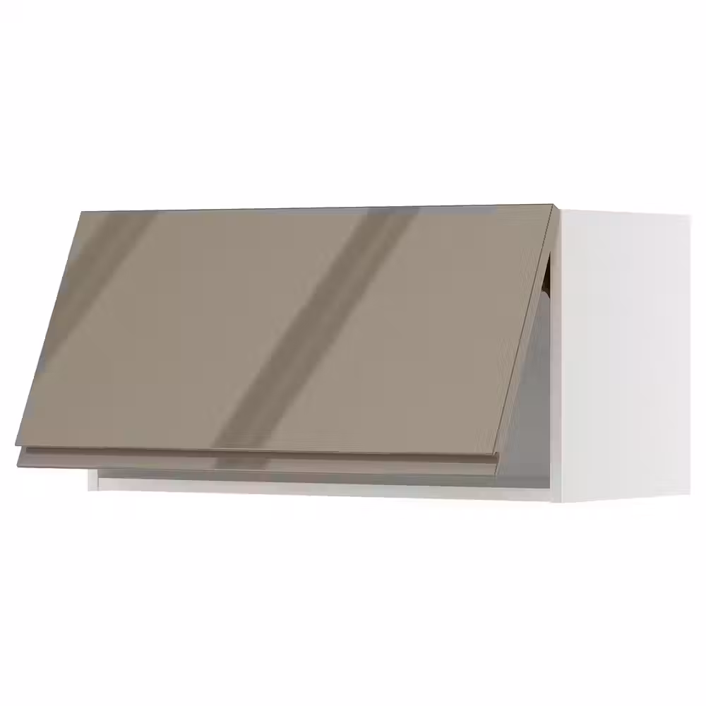 METOD Горизонтальный навесной шкаф - белый/Voxtorp глянцевый темный серо-коричневый 80x40 см - фото 1