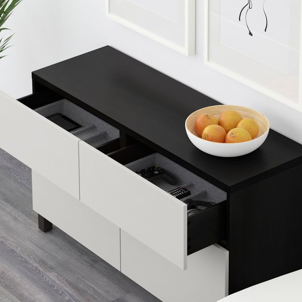 Комбинация для хранения с дверцами/ящ, черно-коричневый/Лаппвикен светло-серый 120x40x74 см IKEA БЕСТО 292.492.36 - фото 4