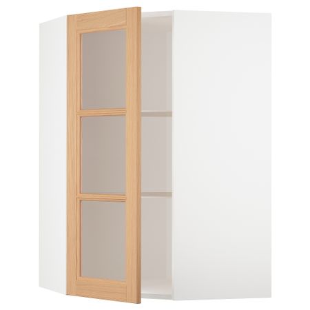 Угловой Навесной шкаф с полками, стекляными дверцы, 68x100 cm IKEA METOD МЕТОД 294.381.47