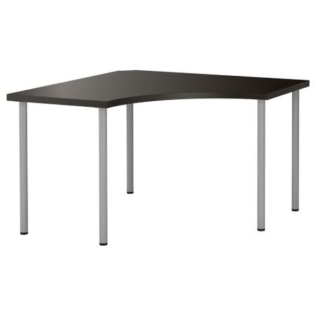 Угловой стол ЛИННМОН / АДИЛЬС, черно-коричневый, серебристый (120x120 см)