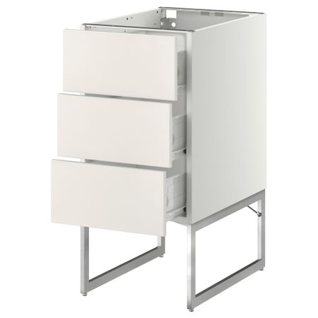 Напольный шкаф 3 фронтальные панели, 3 средних ящика МЕТОД / ФОРВАРА, белый, Веддинге белый