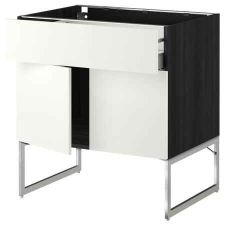 Напольный шкаф, полки, ящик, 2 двери МЕТОД / МАКСИМЕРА, черный, Хэггеби белый