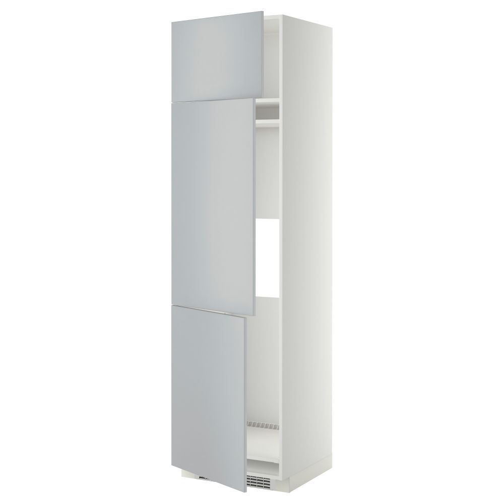 Высокий шкаф для холодильника или морозильника, с 3 дверями МЕТОД, белый, Веддинге серый - схема-чертеж с размерами
