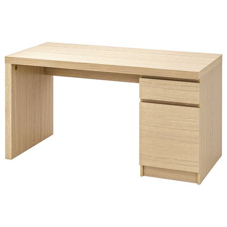 Письменный стол, дубовый шпон, беленый 140x65 см IKEA MALM МАЛЬМ 503.599.73