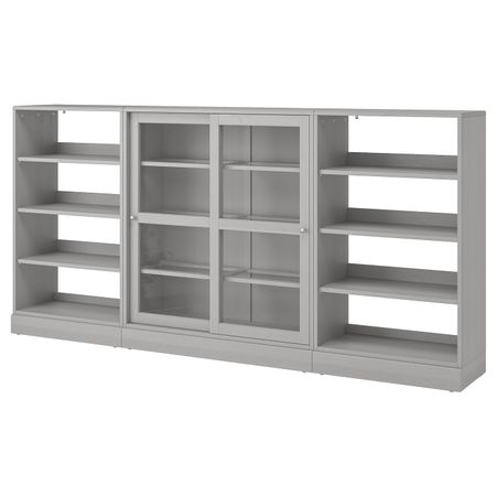 Комбинация с раздвижными дверьми, серый 283x37x134 см IKEA HAVSTA ХАВСТА 792.660.68