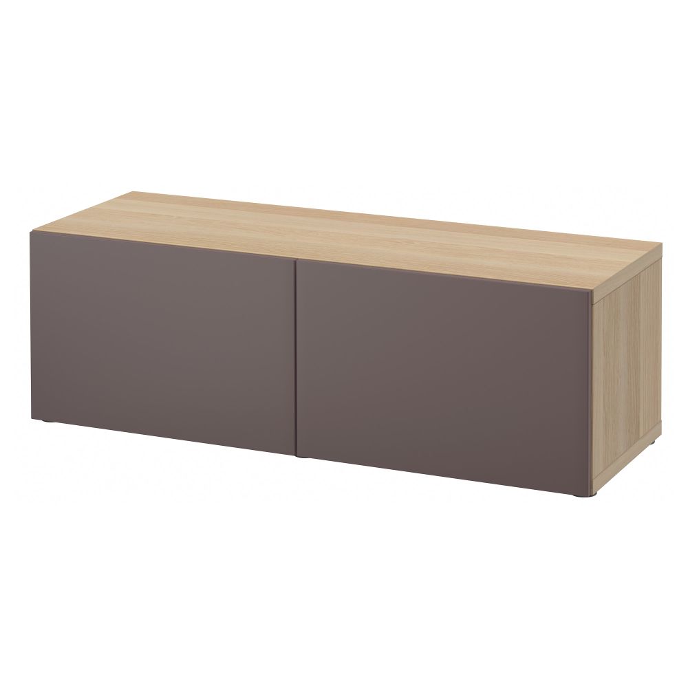 Стеллаж с дверьми БЕСТО, под беленый дуб, Вальвикен темно-коричневый (120x40x38 см) - схема-чертеж с размерами