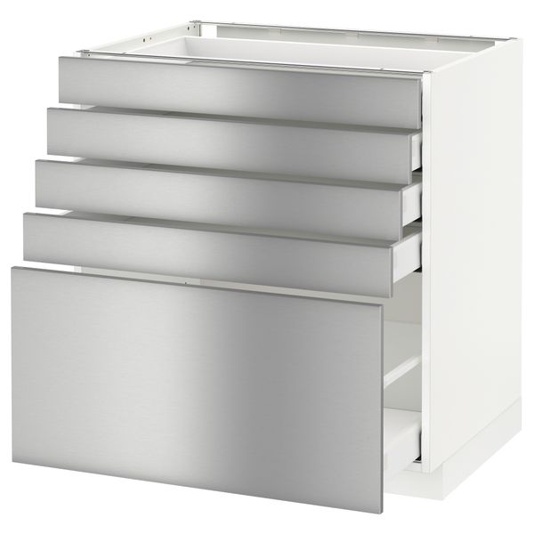 Напольный шкаф с 5 ящиками МЕТОД / МАКСИМЕРА, белый, Гревста нержавеющ сталь - схема-чертеж с размерами