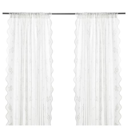 Гардины, 2 шт. МИРТЕН, белый (145x300 см)