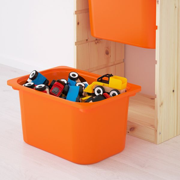 Комбинация для/хранения+контейнеры, светлая беленая сосна оранжевый, желтый 44x30x91 см IKEA ТРУФАСТ 792.223.81 - схема-чертеж с размерами