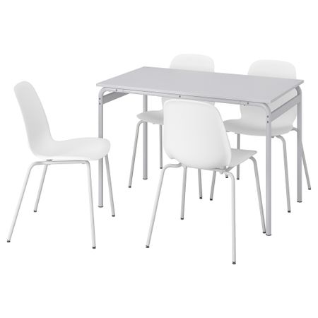 Стол и 4 стула, серый-белый белый, 110 см IKEA LIDÅS, GRÅSALA 494.972.73