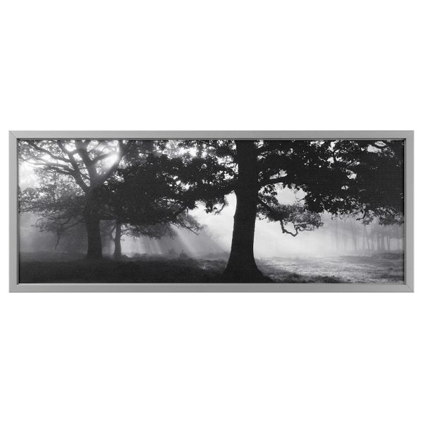 Картина с рамой, Лесная поляна II, цвет алюминия 140x56 см IKEA БЬЁРКСТА 092.072.56 - фото 1