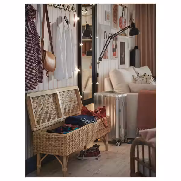 TOLKNING Скамья с отделением для хранения - ручная работа ротанг 120 см - фото 5